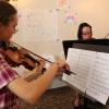 Daniel Pearl Memorial Instrument recipients from 2014 rehearsing for the Student Electives Concert before they pass along the instruments to new lucky recipients. Photo by Richard Casamento. 