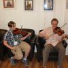 2015 Daniel Pearl Recipient Ronan Brown jamming with Mr. O'Connor in the lobby. Photo by Richard Casamento. 